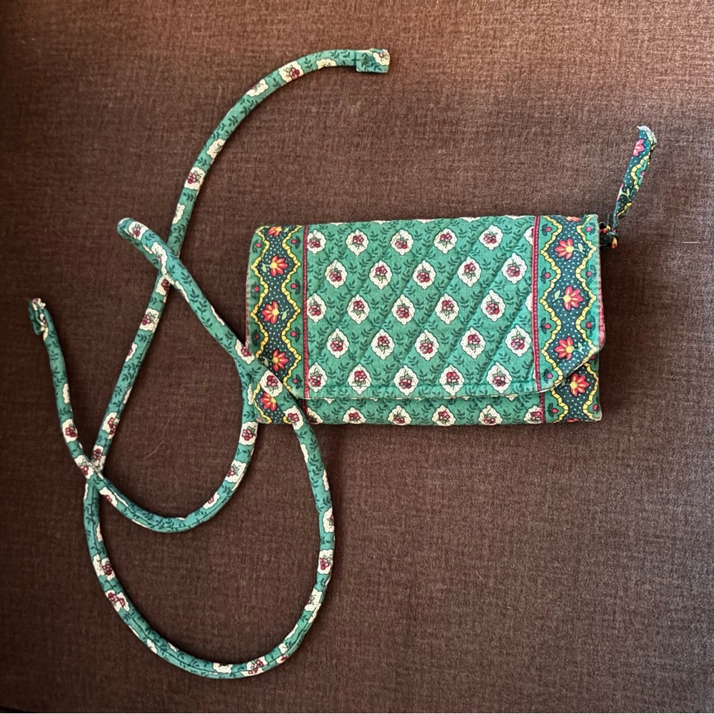 Vintage Vera Bradley greenfield wallet with strap